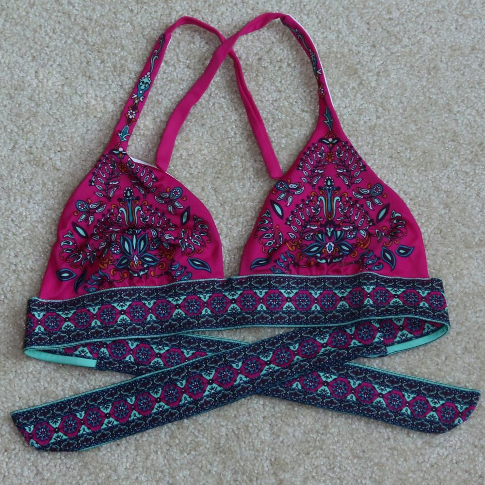 Victoria's Secret Pink Paisley Halter Bikini Swim Top M - Picture 4 of 7